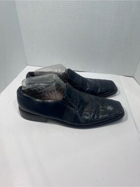 Giorgio Brutini Navy Blue Slip-On Loafers Genuine Snake
